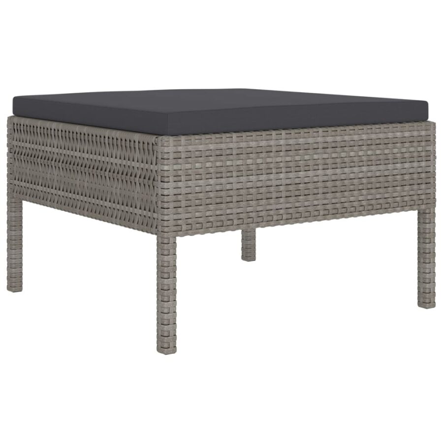 11-delige Loungeset met kussens poly rattan grijs - Afbeelding 3