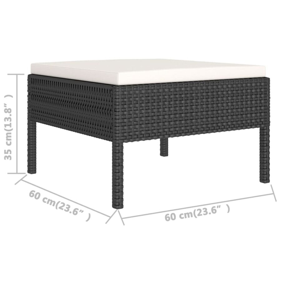 10-delige Loungeset met kussens poly rattan zwart - Afbeelding 7