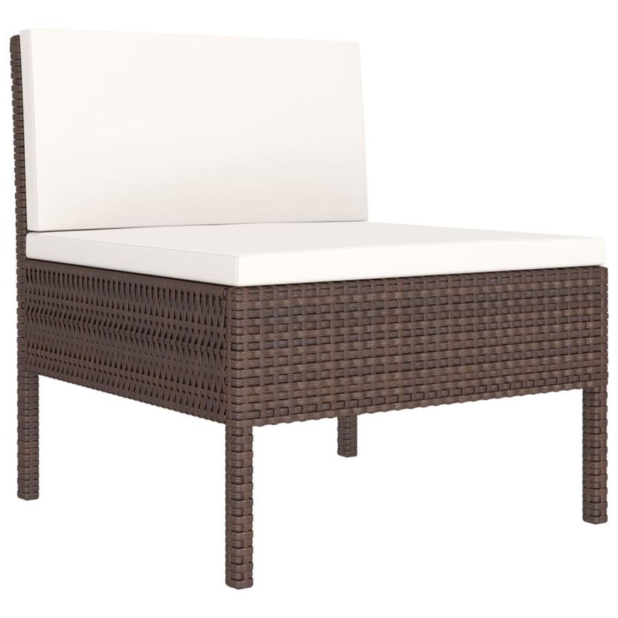 12-delige Loungeset met kussens poly rattan bruin - Afbeelding 4