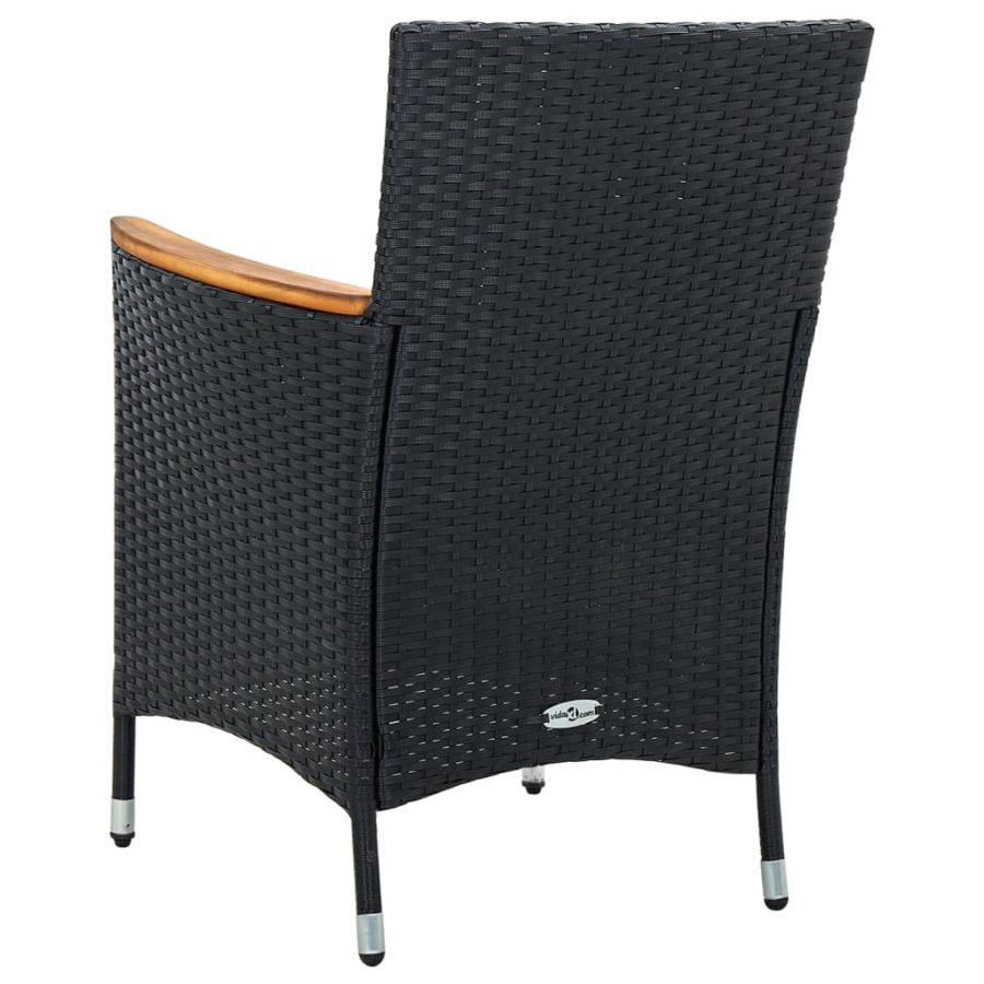 5-delige Tuinset met kussens poly rattan zwart - Afbeelding 6
