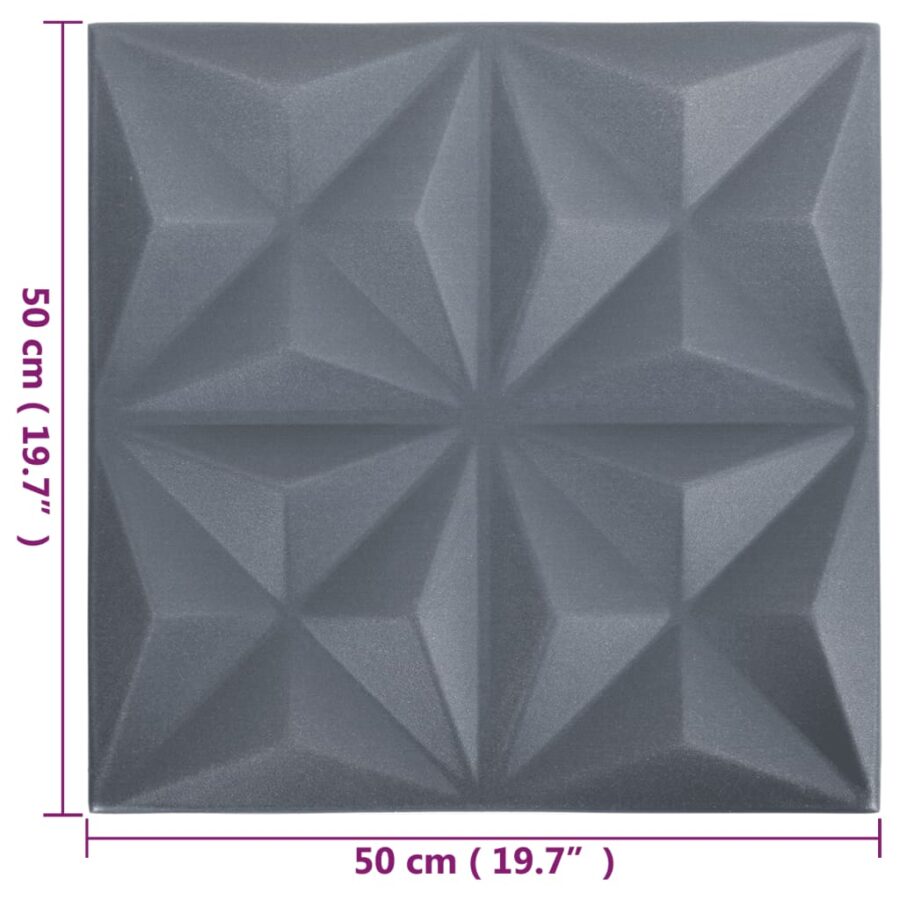 12 st Wandpanelen 3D origami 3 m² 50x50 cm grijs - Afbeelding 6