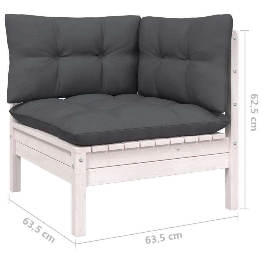 6-delige Loungeset met kussens grenenhout wit - Afbeelding 7