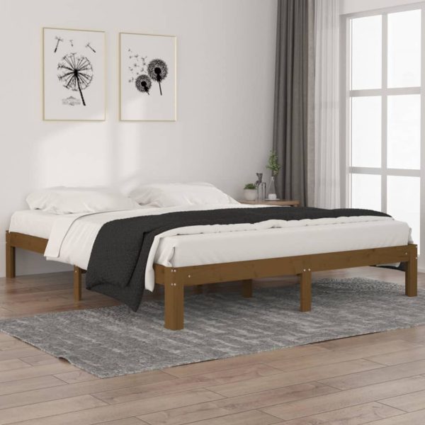 Bedframe massief grenenhout honingbruin 160x200 cm