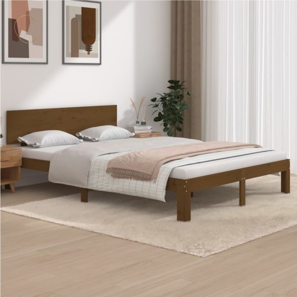 Bedframe massief grenenhout honingbruin 140x200 cm