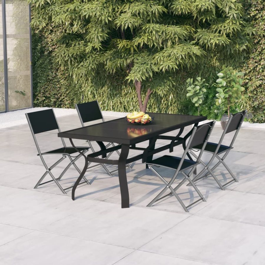 5-delige Tuinset grijs en zwart