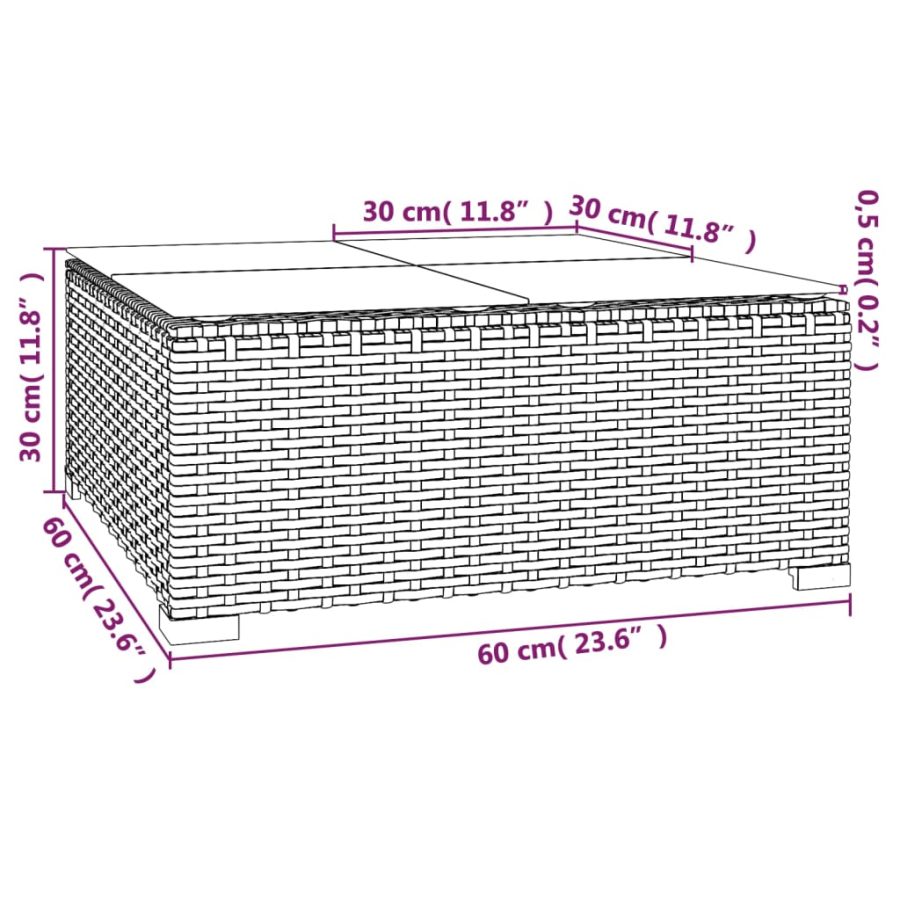 5-delige Loungeset met kussens poly rattan zwart - Afbeelding 9