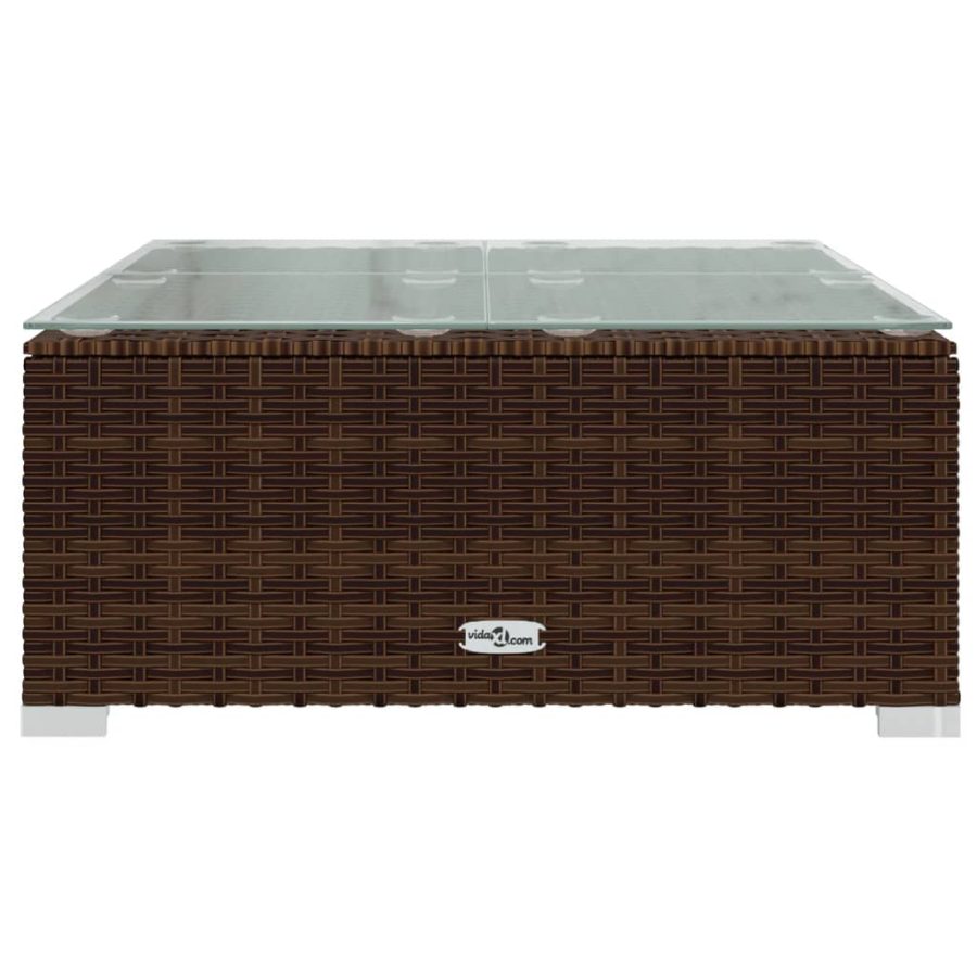 6-delige Loungeset met kussens poly rattan bruin - Afbeelding 8