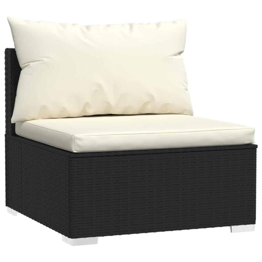 12-delige Loungeset met kussens poly rattan zwart - Afbeelding 5