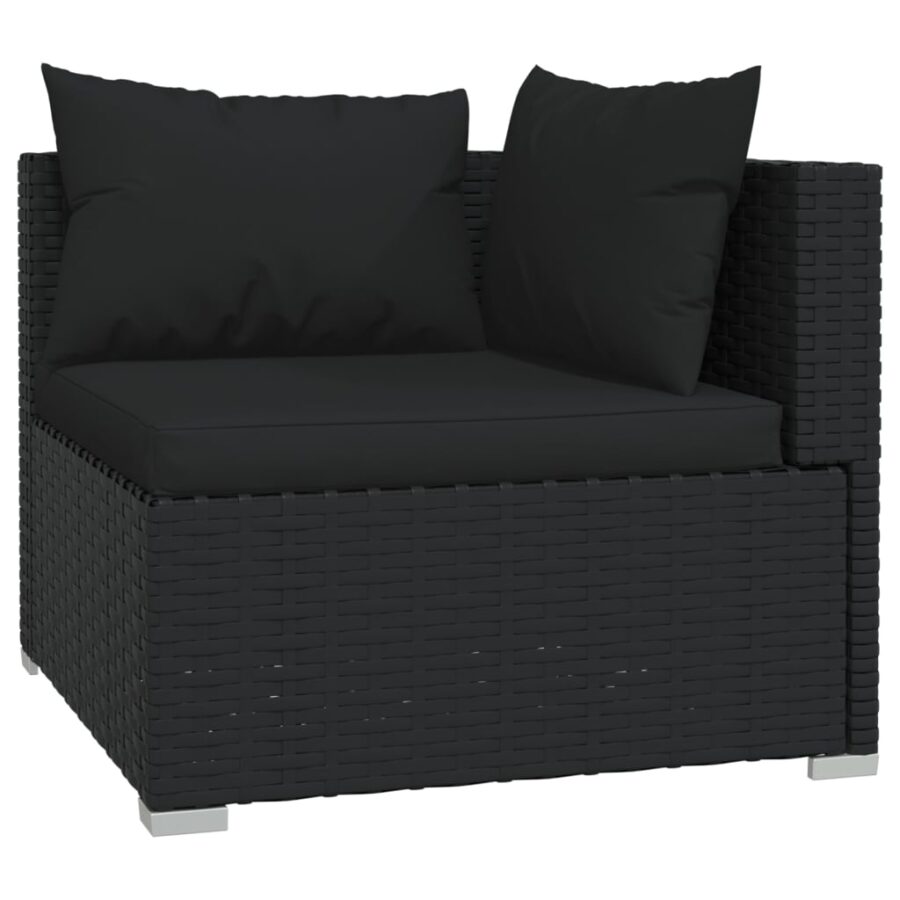 13-delige Loungeset met kussens poly rattan zwart - Afbeelding 3