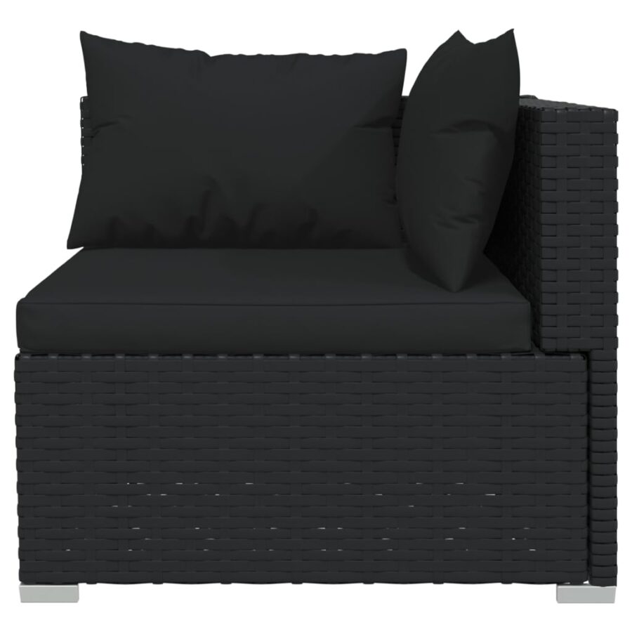 13-delige Loungeset met kussens poly rattan zwart - Afbeelding 4