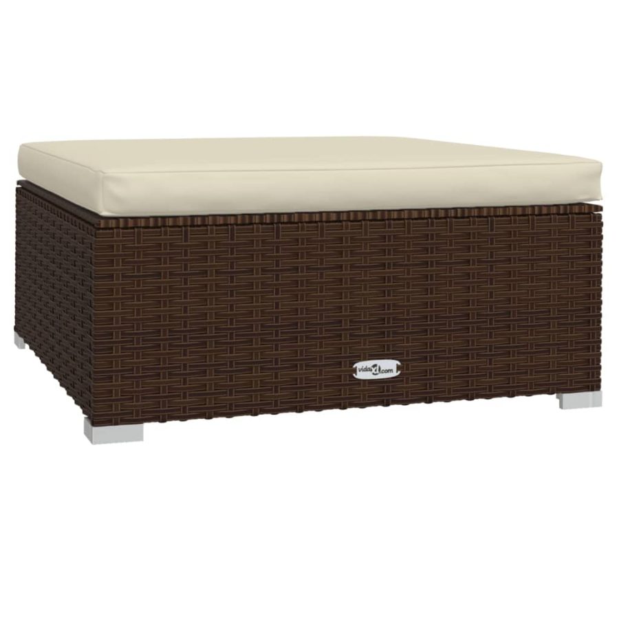 6-delige Loungeset met kussens poly rattan bruin - Afbeelding 7