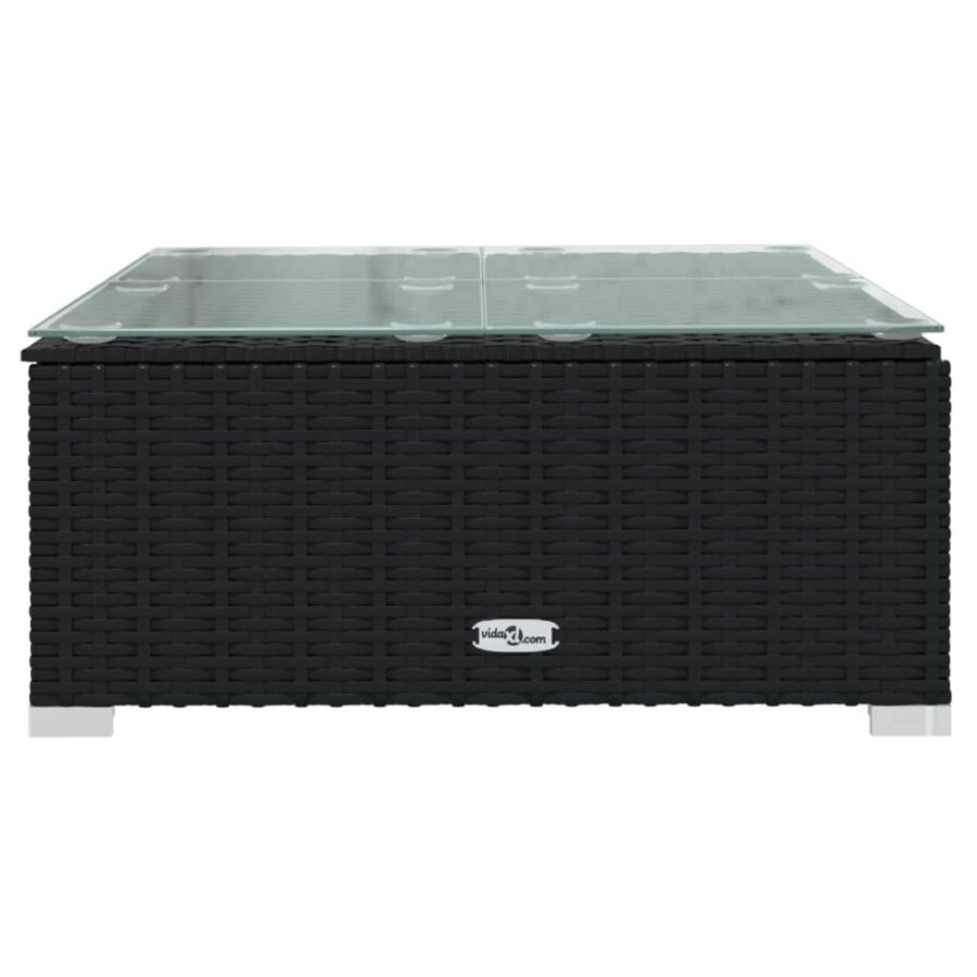 10-delige Loungeset met kussens poly rattan zwart - Afbeelding 7