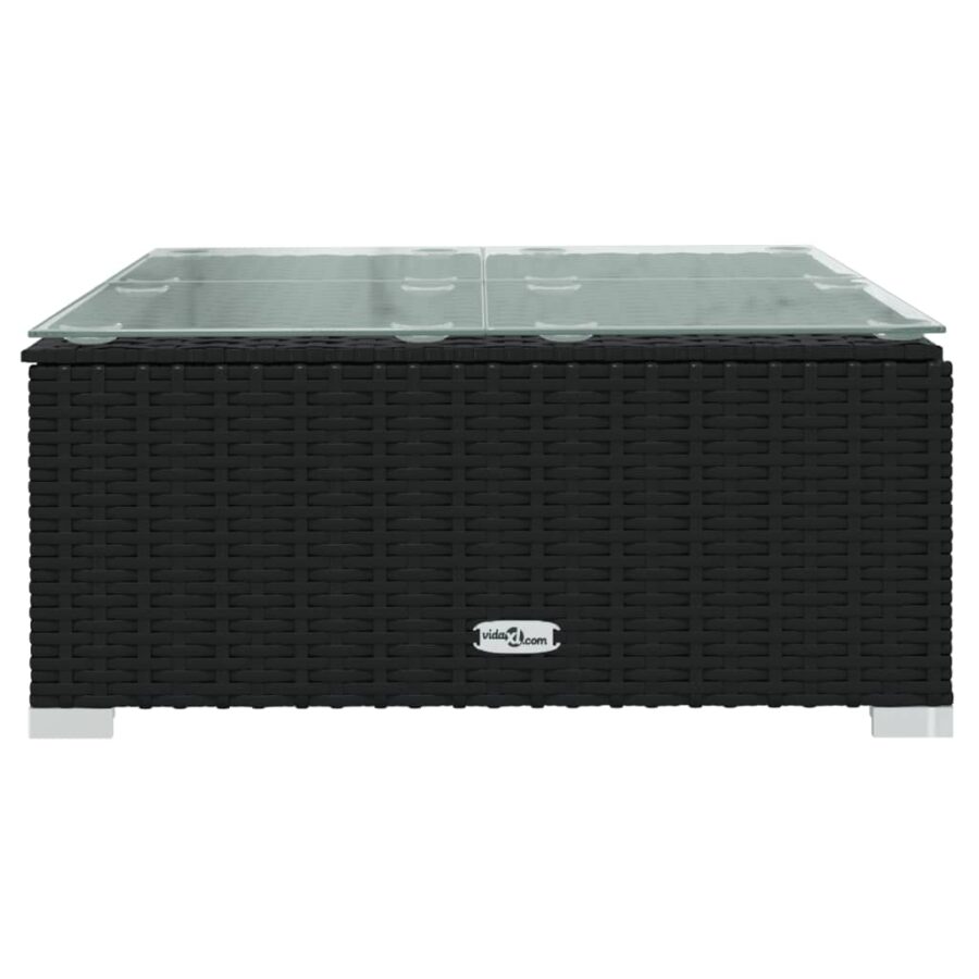 11-delige Loungeset met kussens poly rattan zwart - Afbeelding 8