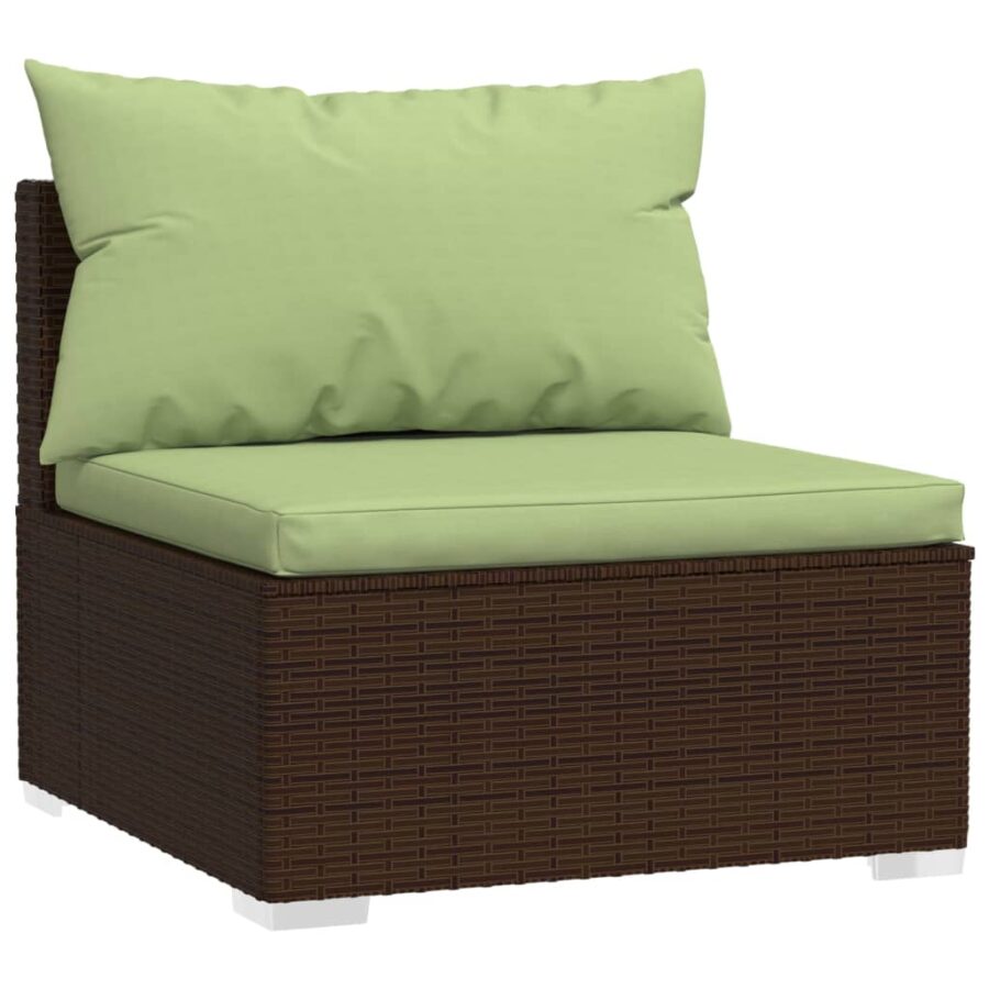 13-delige Loungeset met kussens poly rattan bruin - Afbeelding 5