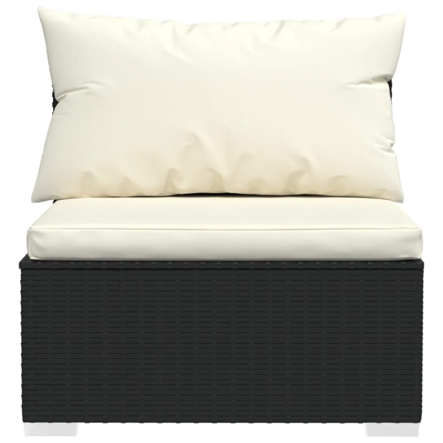 12-delige Loungeset met kussens poly rattan zwart - Afbeelding 4