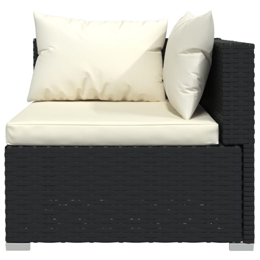 13-delige Loungeset met kussens poly rattan zwart - Afbeelding 4