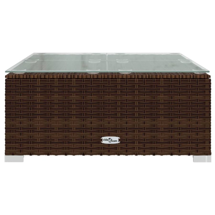 5-delige Loungeset met kussens poly rattan bruin - Afbeelding 8