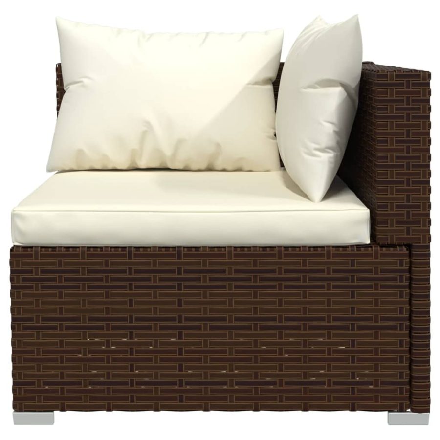 6-delige Loungeset met kussens poly rattan bruin - Afbeelding 4