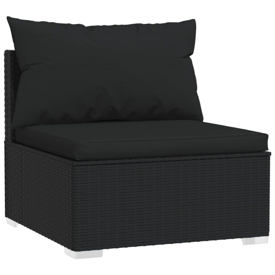 10-delige Loungeset met kussens poly rattan zwart - Afbeelding 4