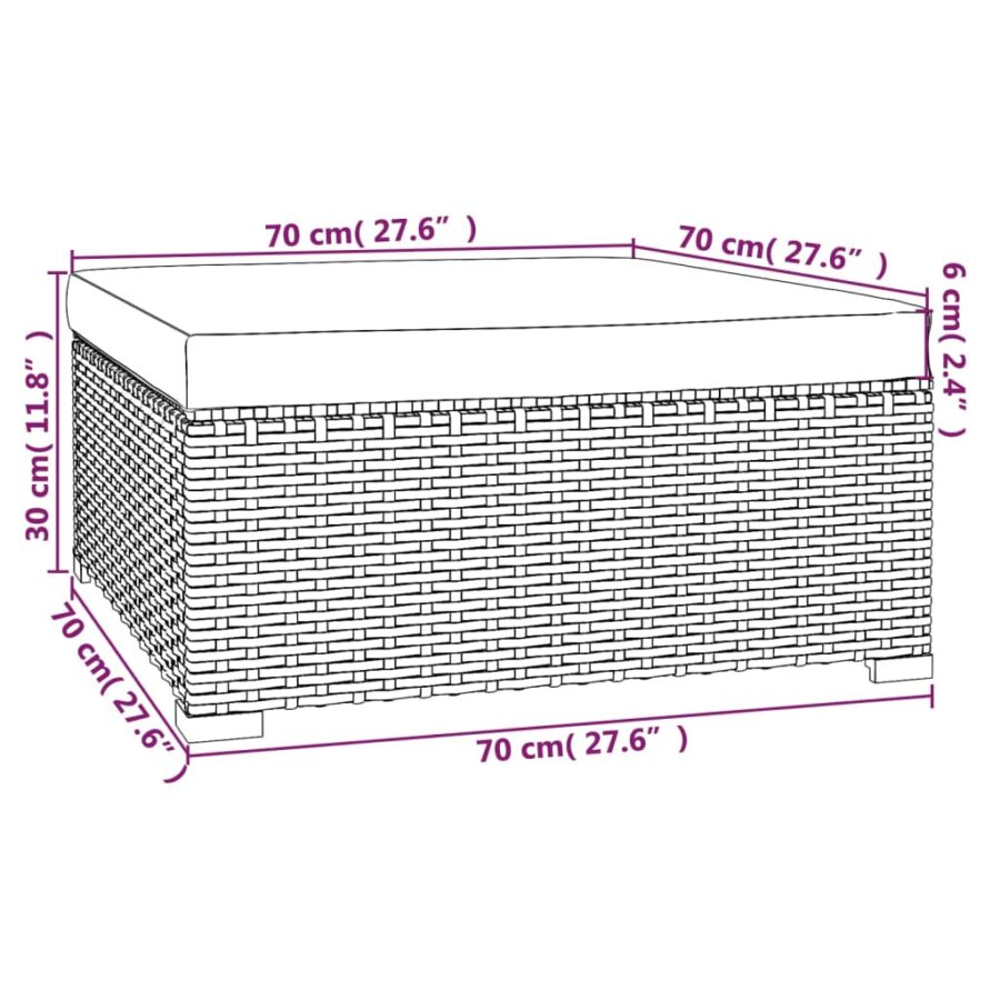 10-delige Loungeset met kussens poly rattan bruin - Afbeelding 12