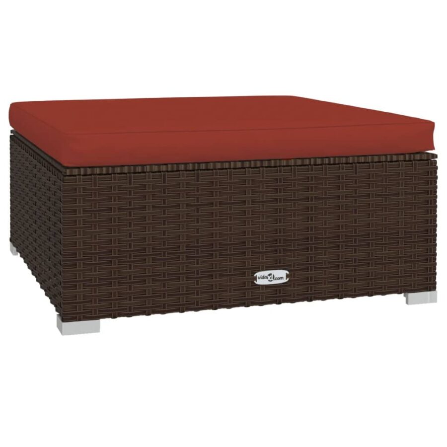 12-delige Loungeset met kussens poly rattan bruin - Afbeelding 7