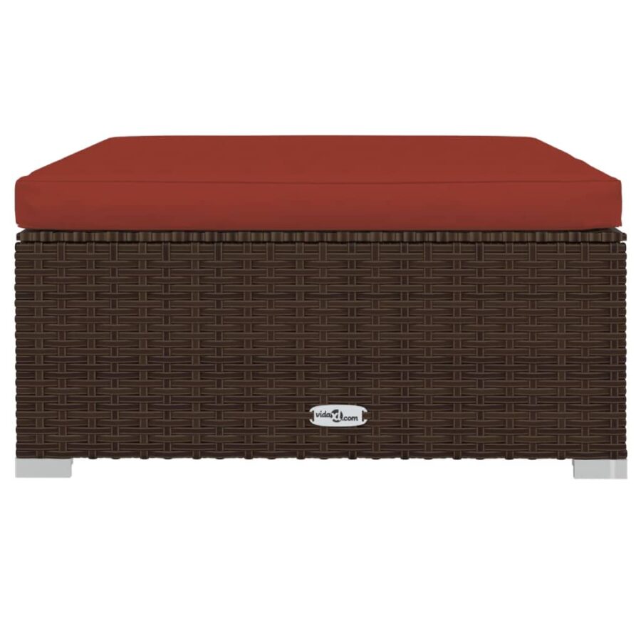 12-delige Loungeset met kussens poly rattan bruin - Afbeelding 8