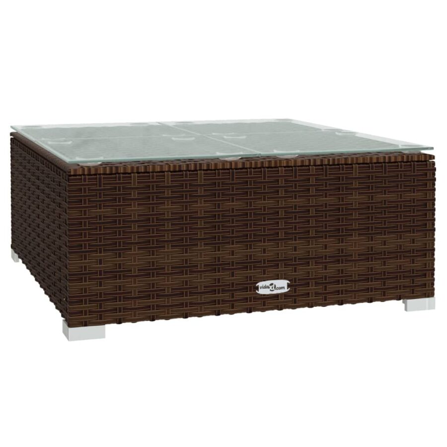 10-delige Loungeset met kussens poly rattan bruin - Afbeelding 7