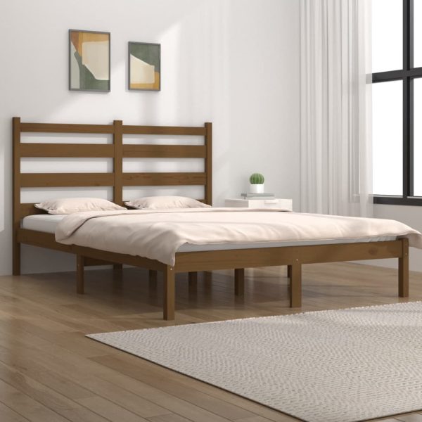 Bedframe massief grenenhout honingbruin 120x200 cm