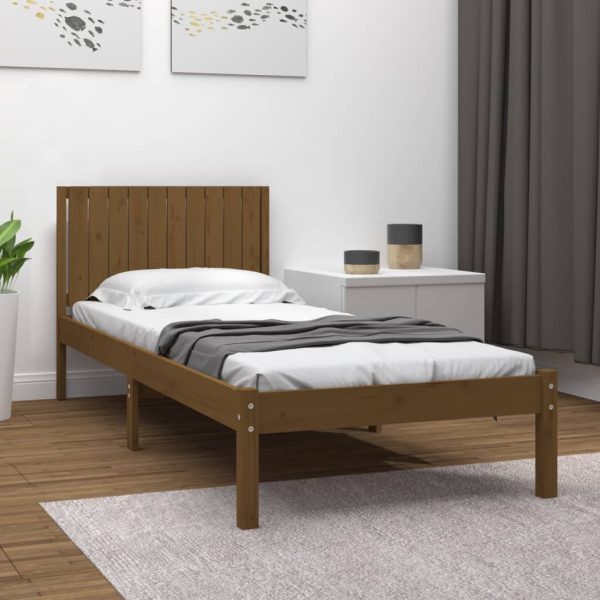 Bedframe massief grenenhout honingbruin 100x200 cm