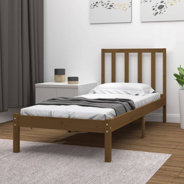 Bedframe massief grenenhout honingbruin 100x200 cm