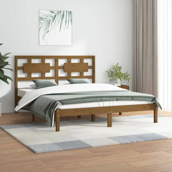 Bedframe massief grenenhout honingbruin 120x200 cm