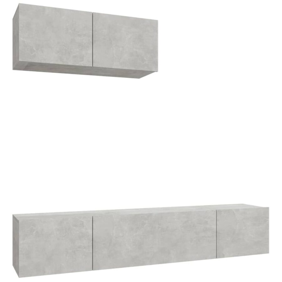 3-delige Tv-meubelset bewerkt hout betongrijs - Afbeelding 2