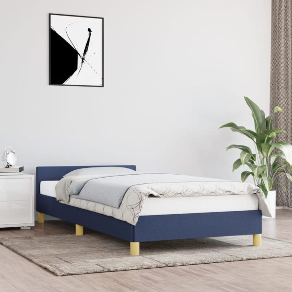 Bedframe met hoofdeinde zonder matras 80x200 cm stof blauw