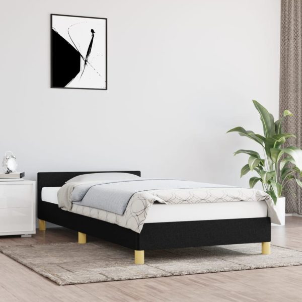 Bedframe met hoofdeinde zonder matras 90x190 cm stof zwart