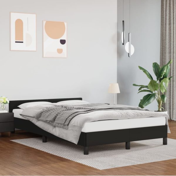 Bedframe met hoofdeinde zonder matras 120x200 cm zwart