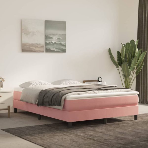 Bedframe fluweel roze 140x190 cm
