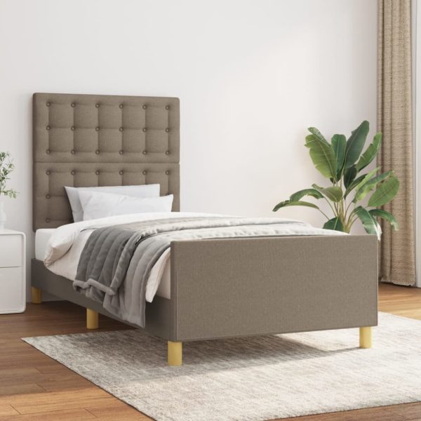 Bedframe met hoofdeinde stof taupe 80x200 cm