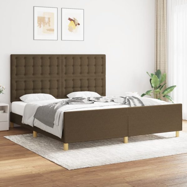 Bedframe met hoofdeinde stof donkerbruin 180x200 cm
