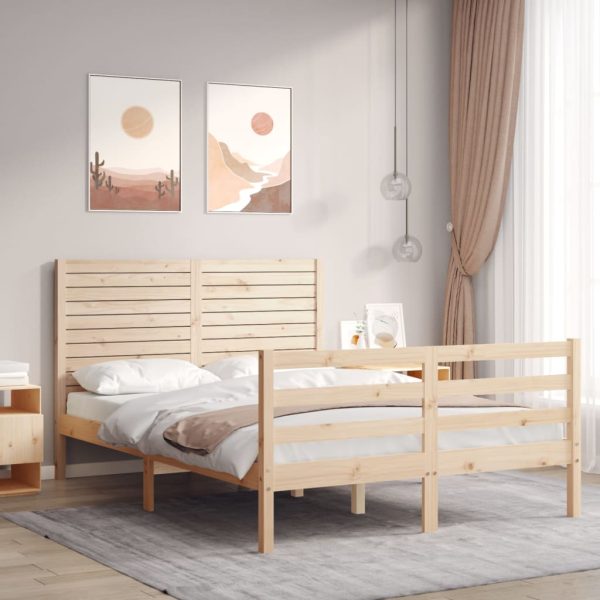 Bedframe met hoofdbord massief hout 120x200 cm