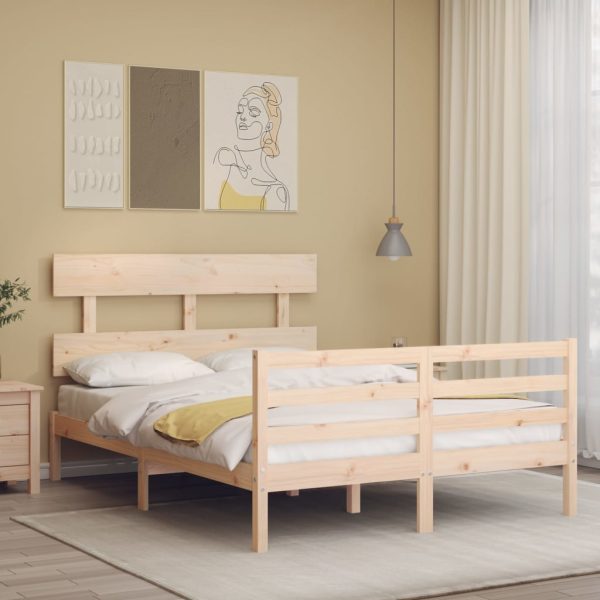 Bedframe met hoofdbord massief hout 120x200 cm