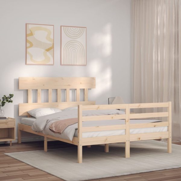 Bedframe met hoofdbord massief hout 120x200 cm