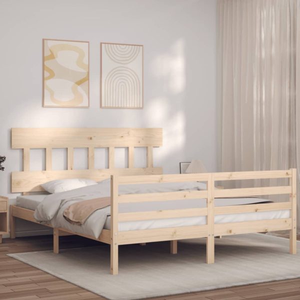Bedframe met hoofdbord massief hout 160x200 cm