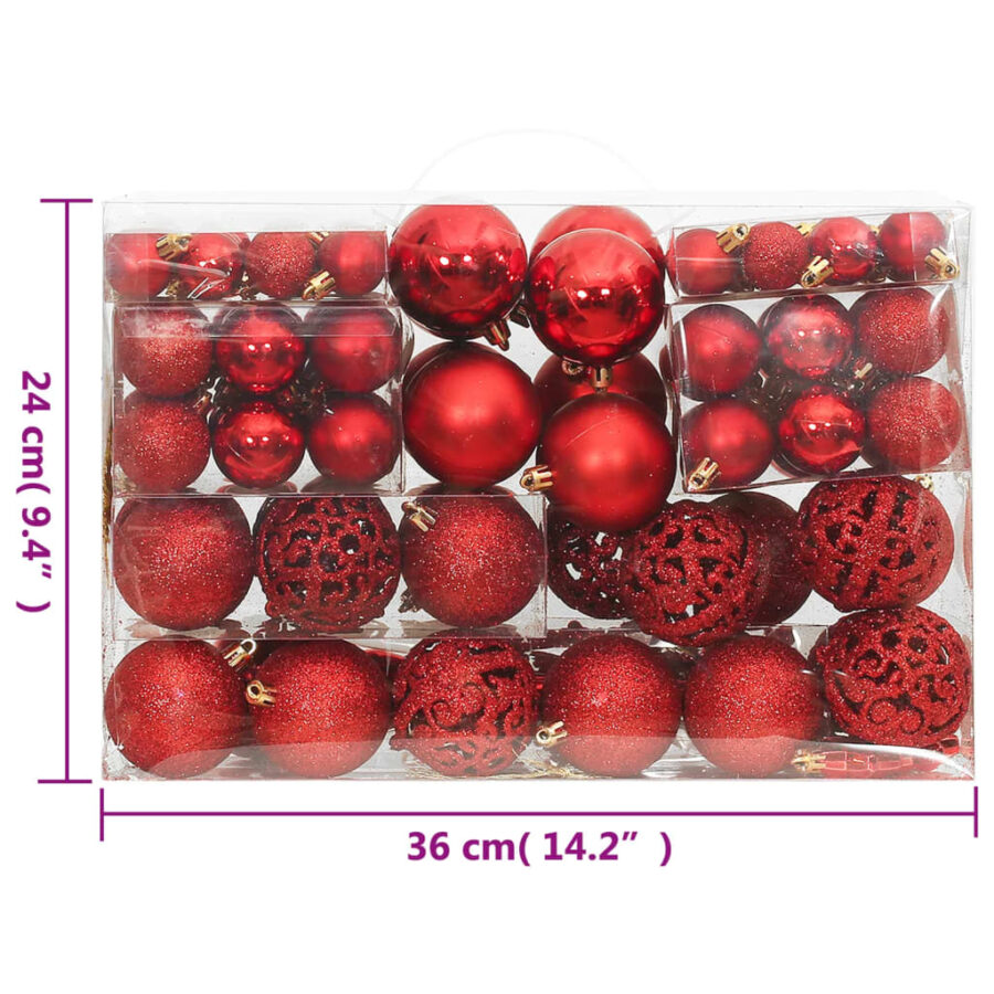 111-delige Kerstballenset polystyreen rood - Afbeelding 11
