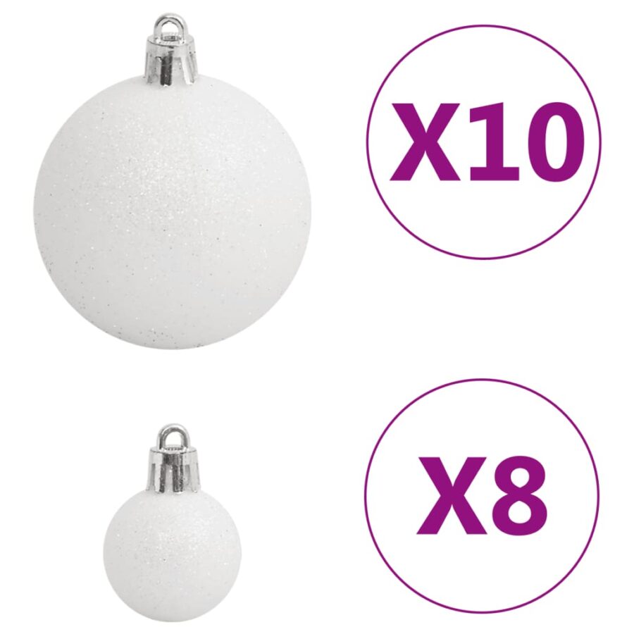 111-delige Kerstballenset polystyreen wit en grijs - Afbeelding 9