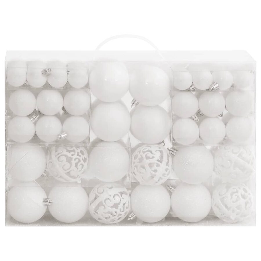 111-delige Kerstballenset polystyreen wit - Afbeelding 2