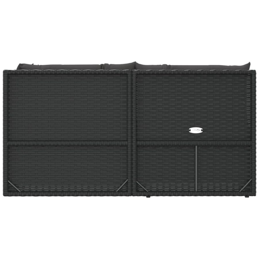 5-delige Loungeset met kussens poly rattan zwart - Afbeelding 5