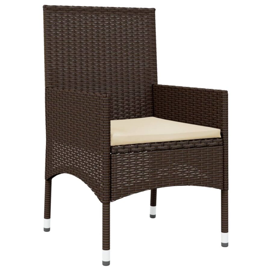 4-delige Loungeset met kussens poly rattan bruin - Afbeelding 8