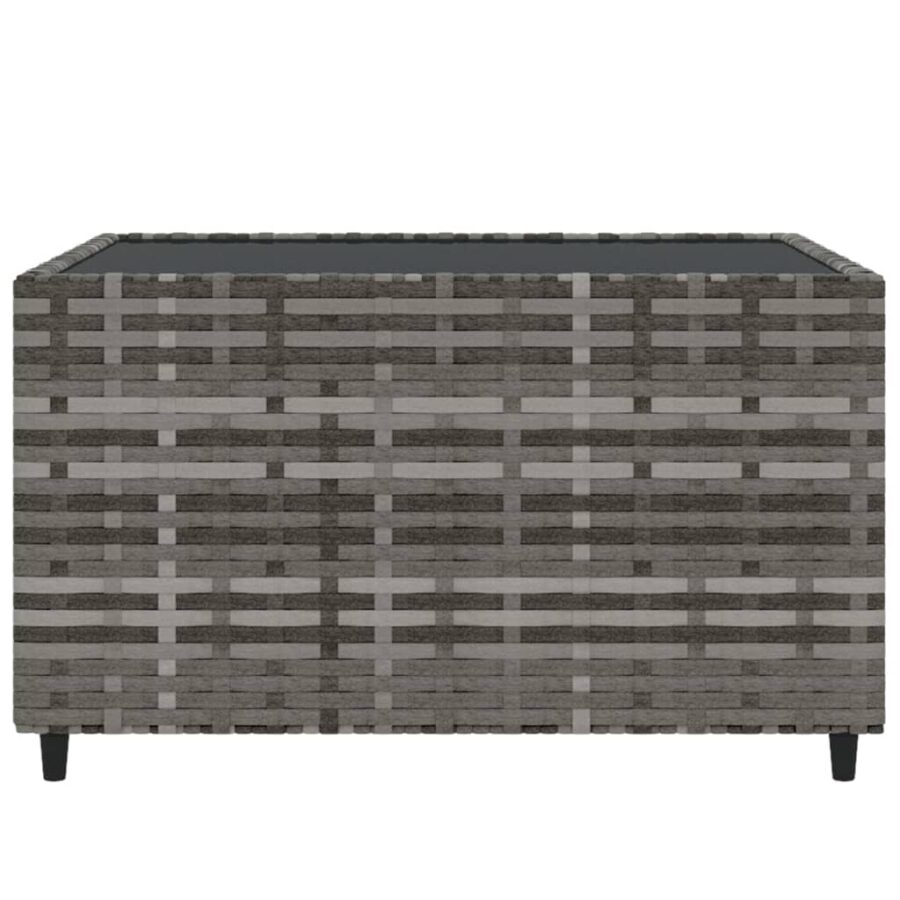 4-delige Loungeset met kussens poly rattan grijs - Afbeelding 9