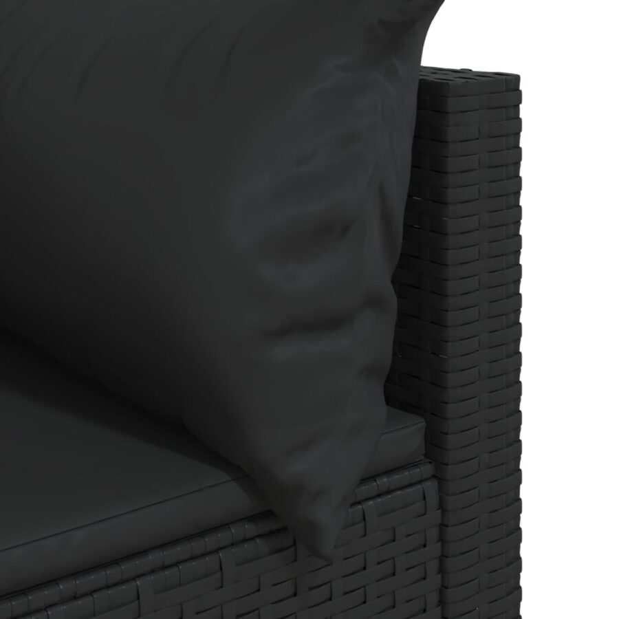 3-delige Loungeset met kussens poly rattan zwart - Afbeelding 6