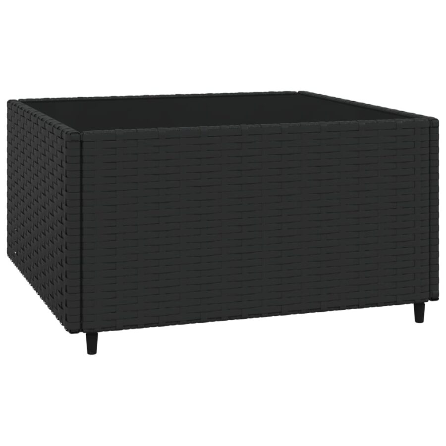 4-delige Loungeset met kussens poly rattan zwart - Afbeelding 8